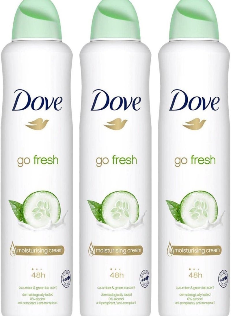 Dove Go Fresh, Deodorant Spray Cucumber and Green Tea 3 x 250ml - Image 2